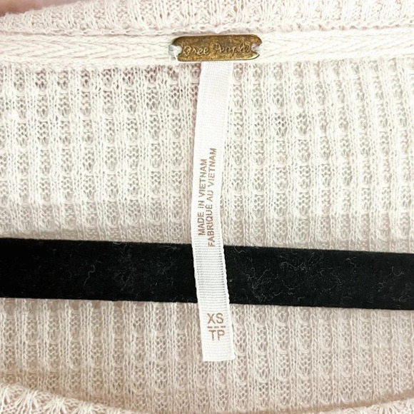 Free People Casual Clash Balloon Sleeve Thermal Top Rose Petal Print Women's XS - Picture 5 of 8